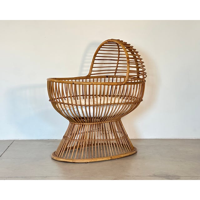 Rattan and bamboo cradle from the 1970s