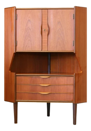 Teak Corner Cabinet with Bar Cabinet from Omann Jun, Denmark, 1960s