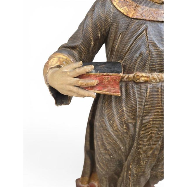 Spanish Artist, Sculpture of Saint Anthony of Padua, 1670, Wood For Sale - Image 8 of 16