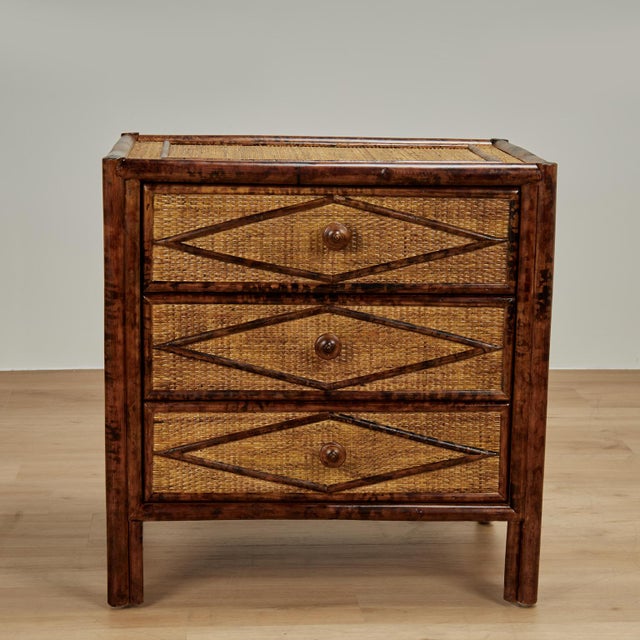 Pair of British Colonial Style Faux Bamboo Nightstands For Sale - Image 9 of 15