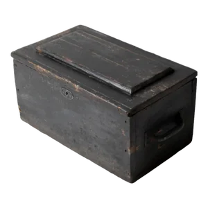 Vintage Black Wooden Tool Box