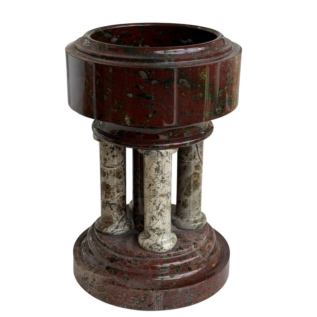 Antique 19th C Cornish Red & White Marble Serpentine Model Font.