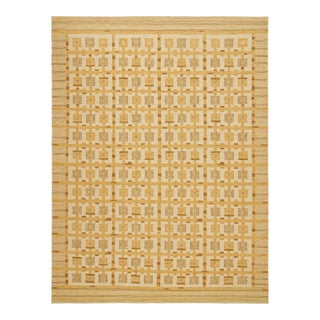 Rug & Kilim’s Scandinavian Style Kilim with Gold Geometric Pattern - 4x6 For Sale