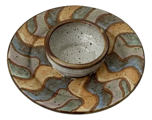 Late-20th Century Studio Pottery Stoneware Appetizer Dish