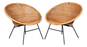Set of Vintage French Wicker Chairs, 1950s