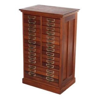 Antique Globe Wernicke Attributed Walnut 27 Drawer Office File Cabinet C1910 For Sale