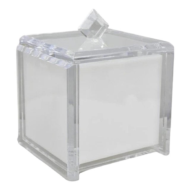 Vintage Mid Century Modern Clear Lucite Acrylic Diamond Handle Ice Bucket For Sale