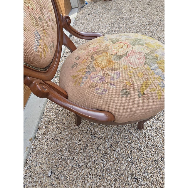 Antique Victorian Needlework Parlor Chair For Sale - Image 16 of 18