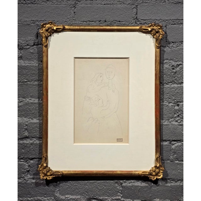 French André Derain –Mother & Two Daughters –Original 1920s French Modernist Drawing For Sale - Image 3 of 12
