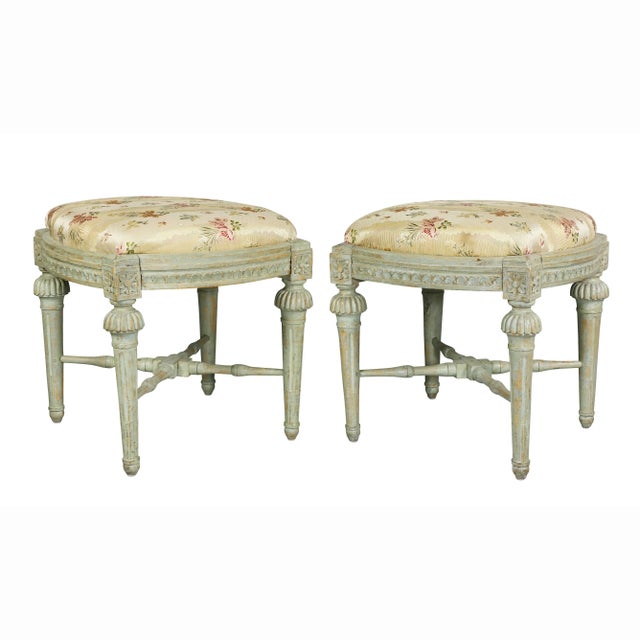 Swedish Neoclassic Painted Footstools - a Pair For Sale - Image 9 of 9