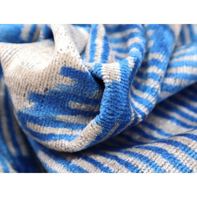 Contemporary Blue Velvet Throw Pillow & Down Insert For Sale - Image 9 of 11