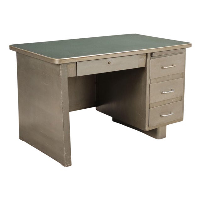 Vintage Desk in Metal with Green Top, 1960s For Sale