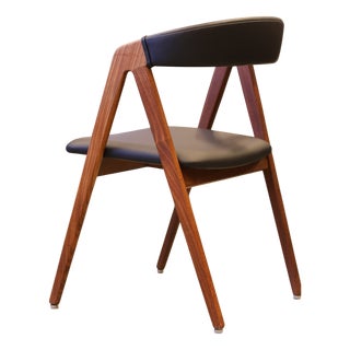 Danish Chair in Teak with Seat and Back in Black Leather, 1960s For Sale