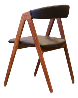 Danish Chair in Teak with Seat and Back in Black Leather, 1960s