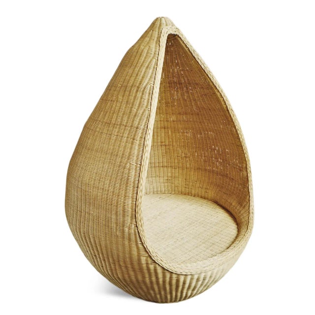 Mid-Century Modern Vintage Raw Wicker Pod Chair For Sale - Image 3 of 7