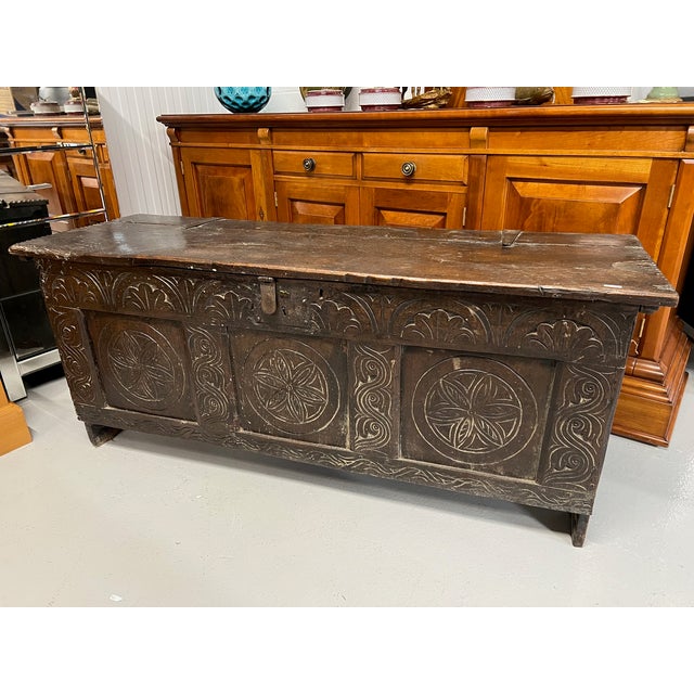 Antique Coffer in Oak For Sale - Image 9 of 9