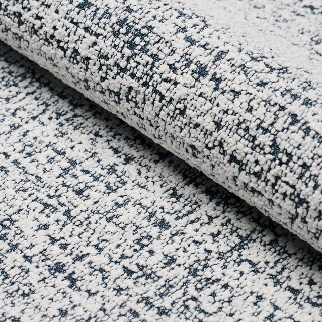 SAMPLE - Schumacher Zuzu Indoor/Outdoor Fabric In White On Navy For Sale