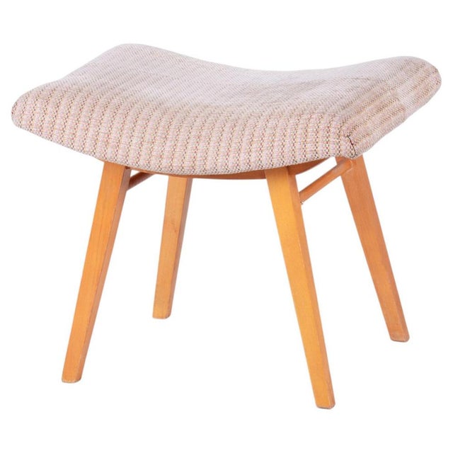 Mid-Century Stool in Upholstery and Beech, Slovakia, 1960s For Sale - Image 9 of 9