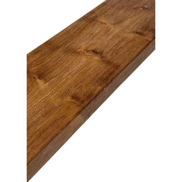 Brown Very Long Sculptural Teak Wood Bench, Modern Organic, Stunning Wood Textures For Sale - Image 8 of 9