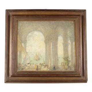 Gregorio Mariani, City Life, Oil on Cardboard, Framed For Sale
