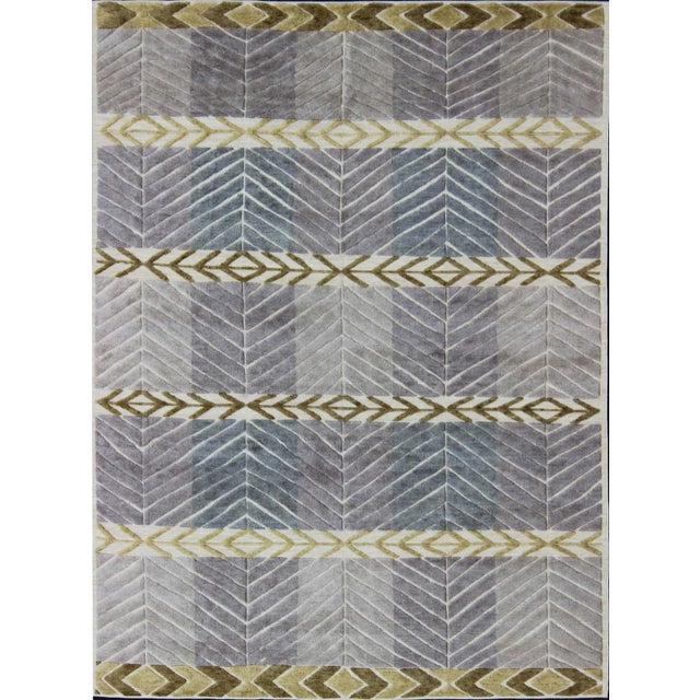 Modern Scandinavian Piled Geometric Design Rug by Keivan Woven Arts 9'2 X 11'10 For Sale - Image 13 of 13