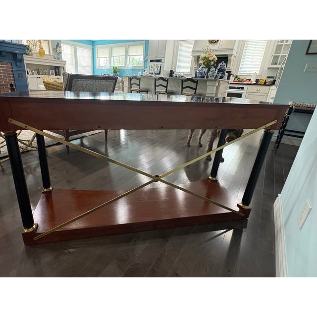 Brown 1990s Ethan Allen Neoclassical Medallion Console For Sale - Image 8 of 13