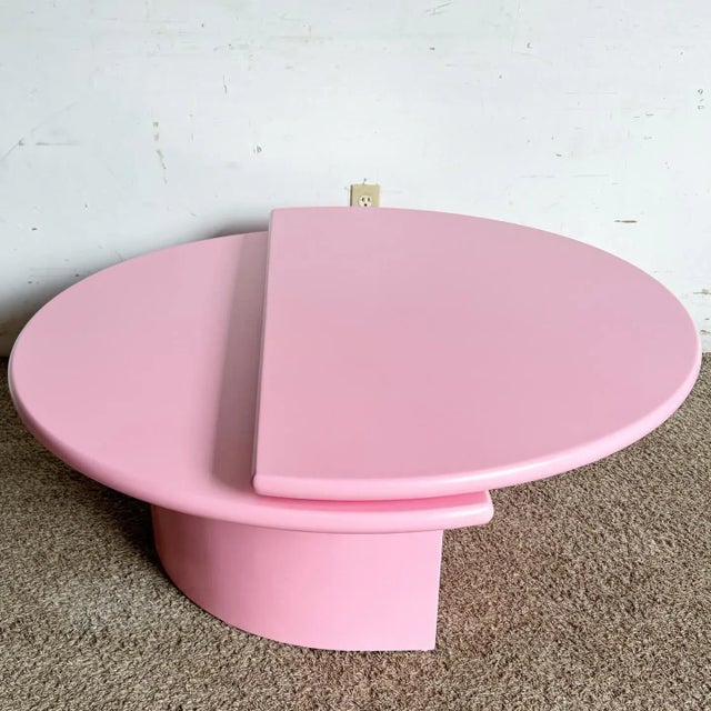 Postmodern Pink Hemi Circular Swivel Top Coffee Table For Sale - Image 10 of 10