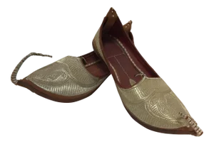 Middle Eastern Arabian Turkish Leather Shoes With Gold Embroidered Curled Toe