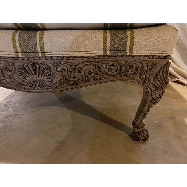 Elegant French carved occasional chair. Large scale, oversized chair (some might say "chair and a half")- statement piece...