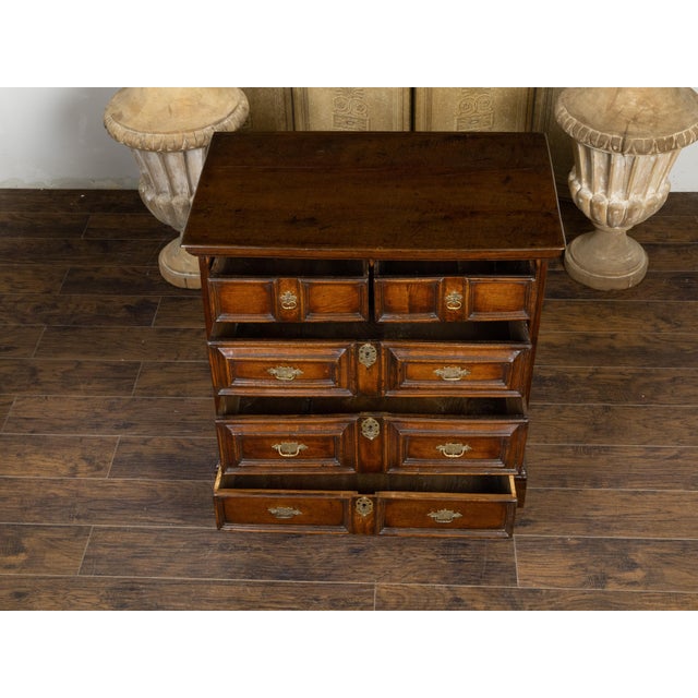 English 1810s George III Period Geometric Front Oak Chest with Five Drawers For Sale - Image 12 of 12