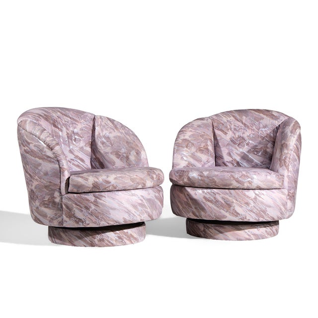 Milo Baughman for Thayer Coggin Mid Century Swivel Tilt Lounge Chairs - Pair Each chair measures: 31 wide x 35 deep x 30.5...