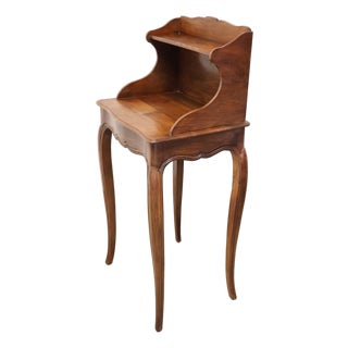 Antique French Louis XV Walnut Table De Chevet Bedside Stand With Drawer, C. 1890 For Sale