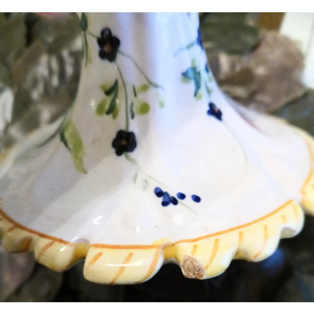 Mediterranean Vintage Italian Hand Painted Floral Short Candle Stick Holders Set of 4 For Sale - Image 3 of 8