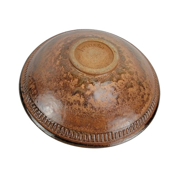 Studio Art Stoneware Bowl by H. Martin Handmade Centerpiece Bowl Signed For Sale In San Francisco - Image 6 of 12