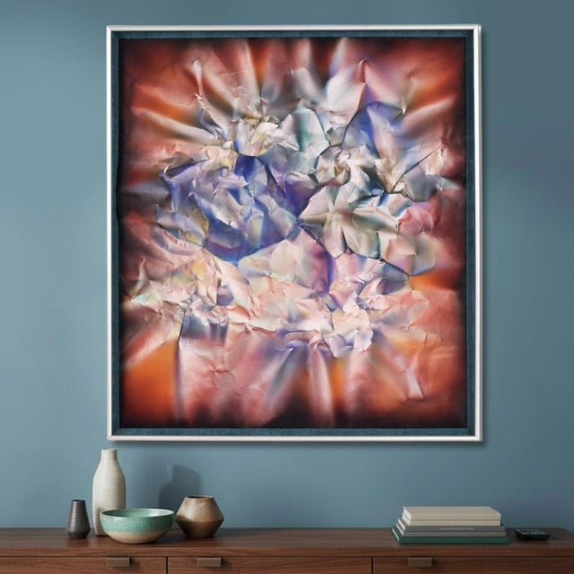 1980s M. Fleischer Large Scale Abstract Folded Paper Modern Painting 1987 For Sale - Image 5 of 10