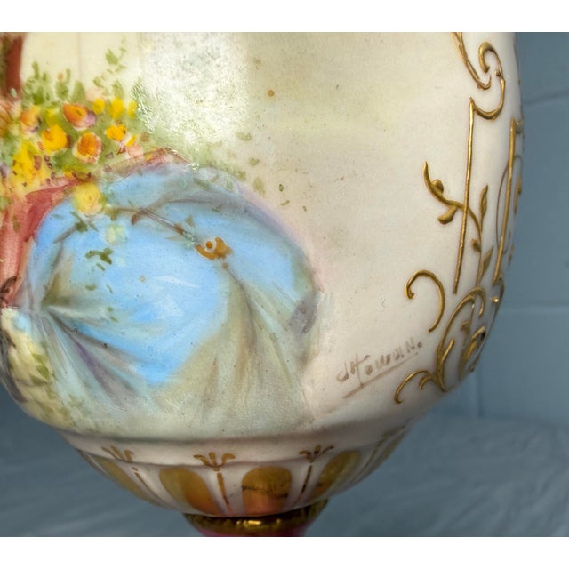Rare Antique 19th Century Royal Vienna German Hand Painted Porcelain Urn Vase For Sale - Image 13 of 18