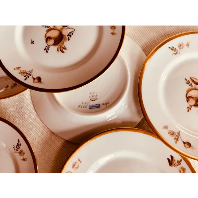 1960s Royal Copenhagen Brown Rose Hand-Painted Porcelain Small Plates Set of 6 For Sale - Image 9 of 15
