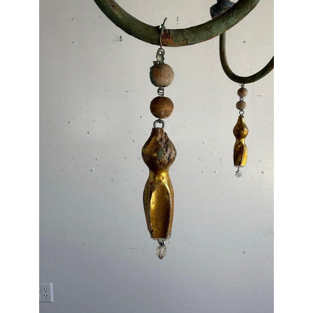 Wood Late 19th Century Grand Italian Painted and Giltwood Twelve-Light Chandelier For Sale - Image 7 of 16