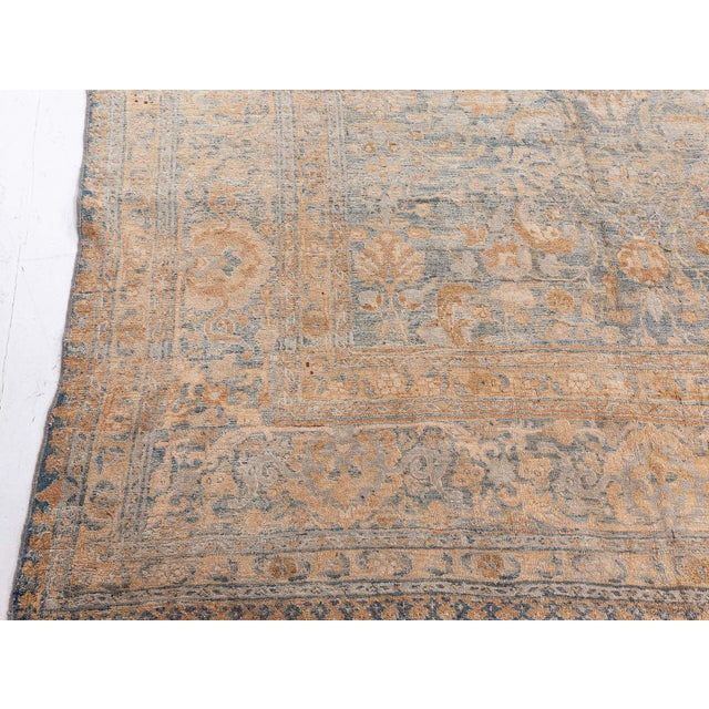 Fine Antique Persian Tabriz Blue, Beige Handmade Wool Rug For Sale In New York - Image 6 of 9