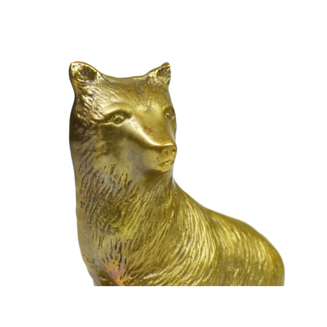 Vintage Large Gold Brass Bear Animal Figurine For Sale - Image 6 of 8