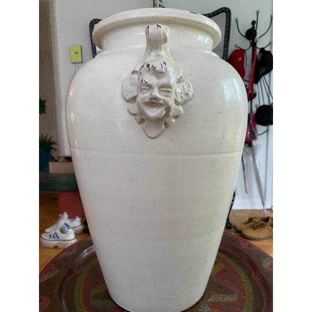 French Country Mid 19th Century Large French Country Glazed Stoneware Oil Jar Urn For Sale - Image 3 of 9