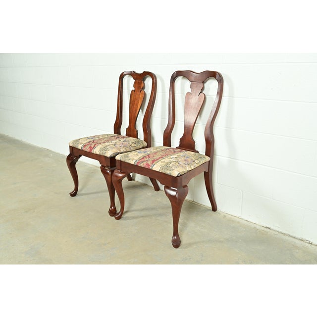 Baker Furniture Style Queen Anne Solid Cherry Wood Side Chairs or Dining Chairs, Pair For Sale - Image 13 of 13