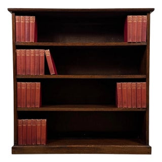 Antique Early 20th Century English Oak Open Bookcase For Sale