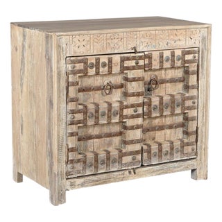 Cabinet/Buffet Constructed From Antique Indian Carved DoorPanels and Reclaimed Wood For Sale
