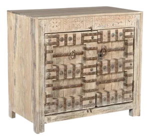 Cabinet/Buffet Constructed From Antique Indian Carved DoorPanels and Reclaimed Wood