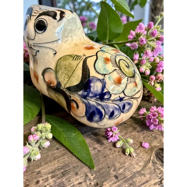 Ceramic Vintage Tonala Mexico Pottery Cat-Folk Art Figurine-Hand Painted-Southwestern For Sale - Image 7 of 11