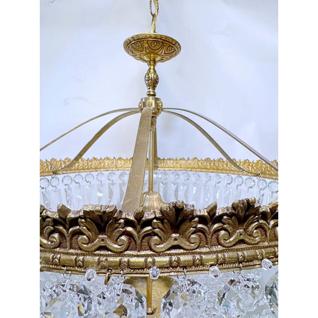 Vintage 1950s Italian Brass Basket Chandelier For Sale - Image 9 of 15
