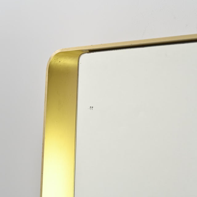 Metal Rectangular Gilt Metal Mirror, 1970s For Sale - Image 7 of 11