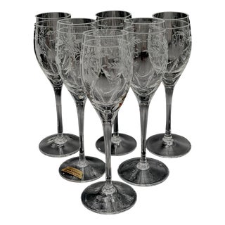 Antique 19th Century Lead Crystal Hand-Cut Sherry Goblets, England, Set of 6 For Sale