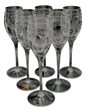Antique 19th Century Lead Crystal Hand-Cut Sherry Goblets, England, Set of 6